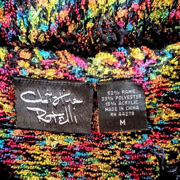 Christina Rotelli Multicolor Woven Knit Fringed Cardigan Sweater - Picture 4 of 5